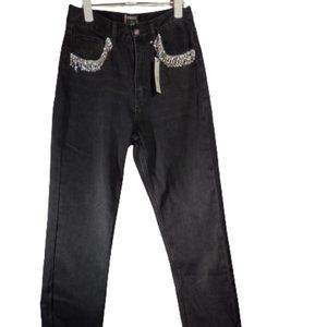 Twelve by Antwelfth Black Jeans with Rhinestone trim Women's Size 28 Cropped